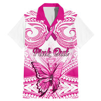 Personalised Pink Out Family Matching Mermaid Dress and Hawaiian Shirt Breast Cancer Awareness Polynesian Pattern White Version LT01 Dad's Shirt - Short Sleeve White - Polynesian Pride