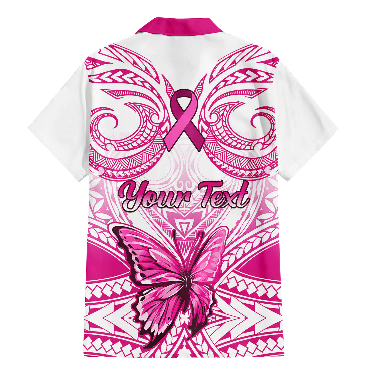 Personalised Pink Out Family Matching Mermaid Dress and Hawaiian Shirt Breast Cancer Awareness Polynesian Pattern White Version LT01 - Polynesian Pride