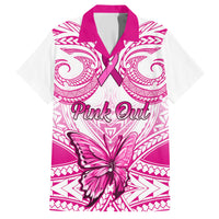 Personalised Pink Out Family Matching Short Sleeve Bodycon Dress and Hawaiian Shirt Breast Cancer Awareness Polynesian Pattern White Version LT01 Dad's Shirt - Short Sleeve White - Polynesian Pride