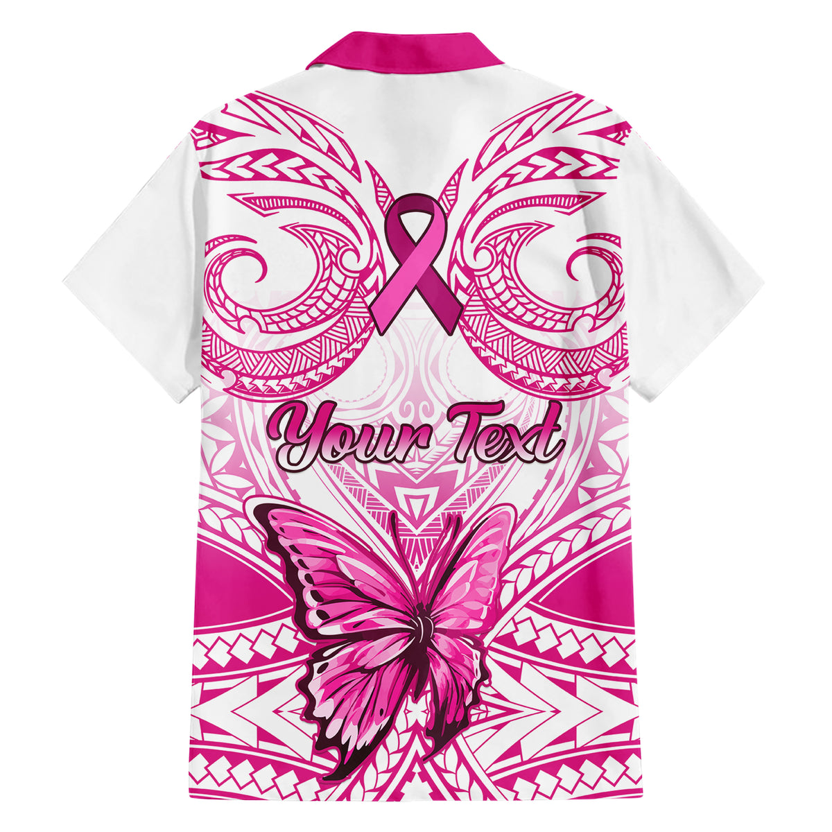 Personalised Pink Out Family Matching Short Sleeve Bodycon Dress and Hawaiian Shirt Breast Cancer Awareness Polynesian Pattern White Version LT01 - Polynesian Pride