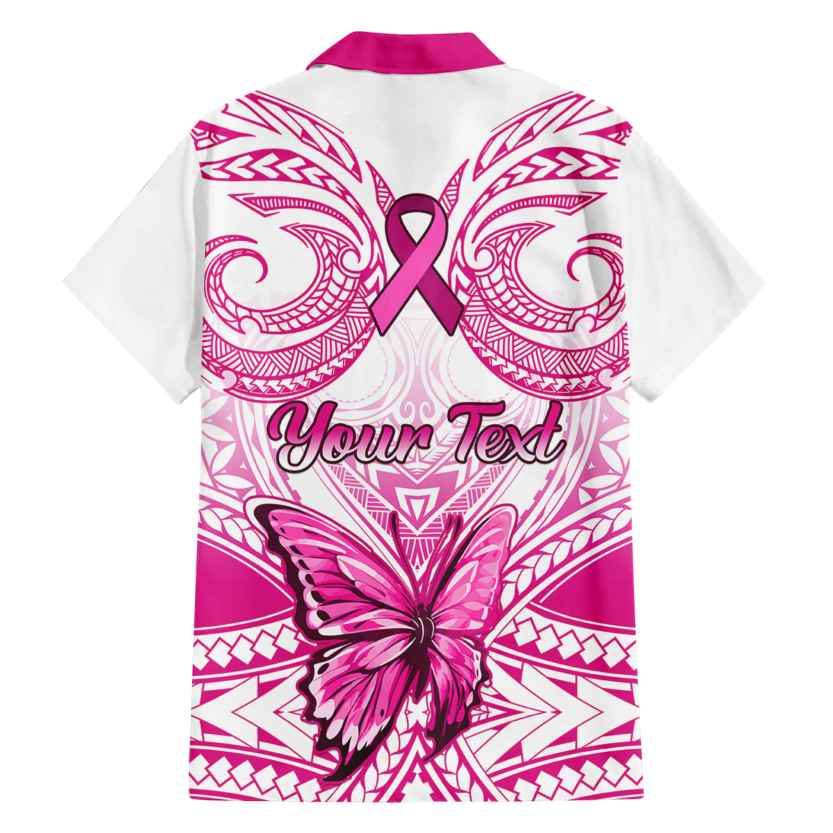 Personalised Pink Out Family Matching Summer Maxi Dress and Hawaiian Shirt Breast Cancer Awareness Polynesian Pattern White Version LT01 - Polynesian Pride