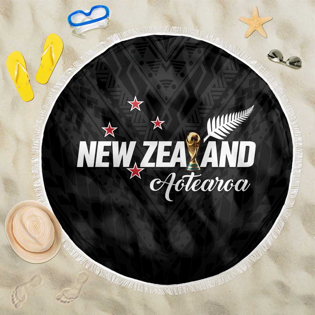 Football New Zealand Beach Blanket Aotearoa United Black Version LT01 One Size 150cm Black - Polynesian Pride