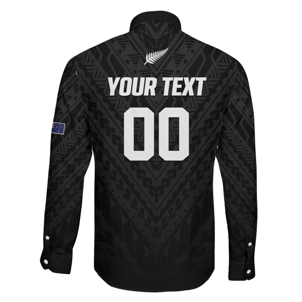 Custom Football New Zealand Family Matching Long Sleeve Bodycon Dress and Hawaiian Shirt Aotearoa United Black Version LT01 - Polynesian Pride