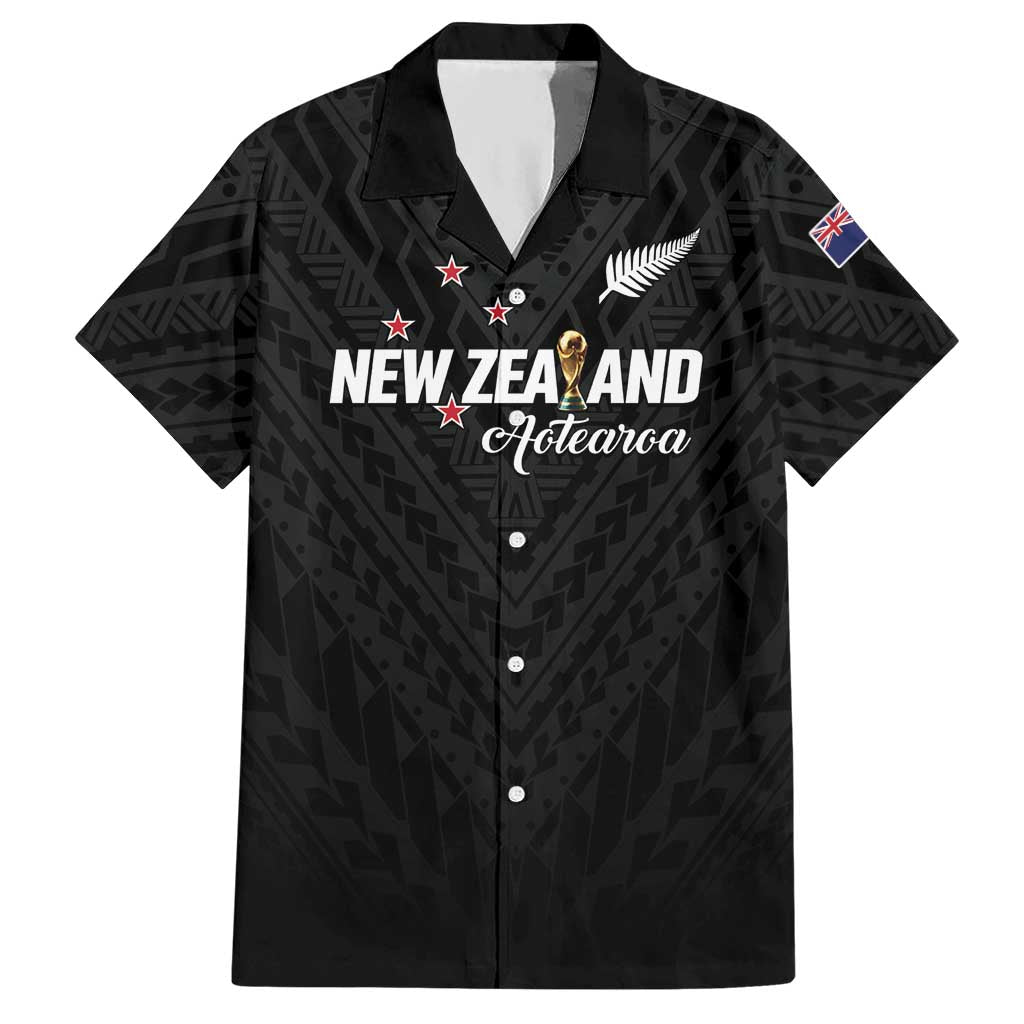 Custom Football New Zealand Hawaiian Shirt Aotearoa United Black Version LT01 Black - Polynesian Pride