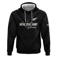 Custom Football New Zealand Hoodie Aotearoa United Black Version LT01 Pullover Hoodie Black - Polynesian Pride