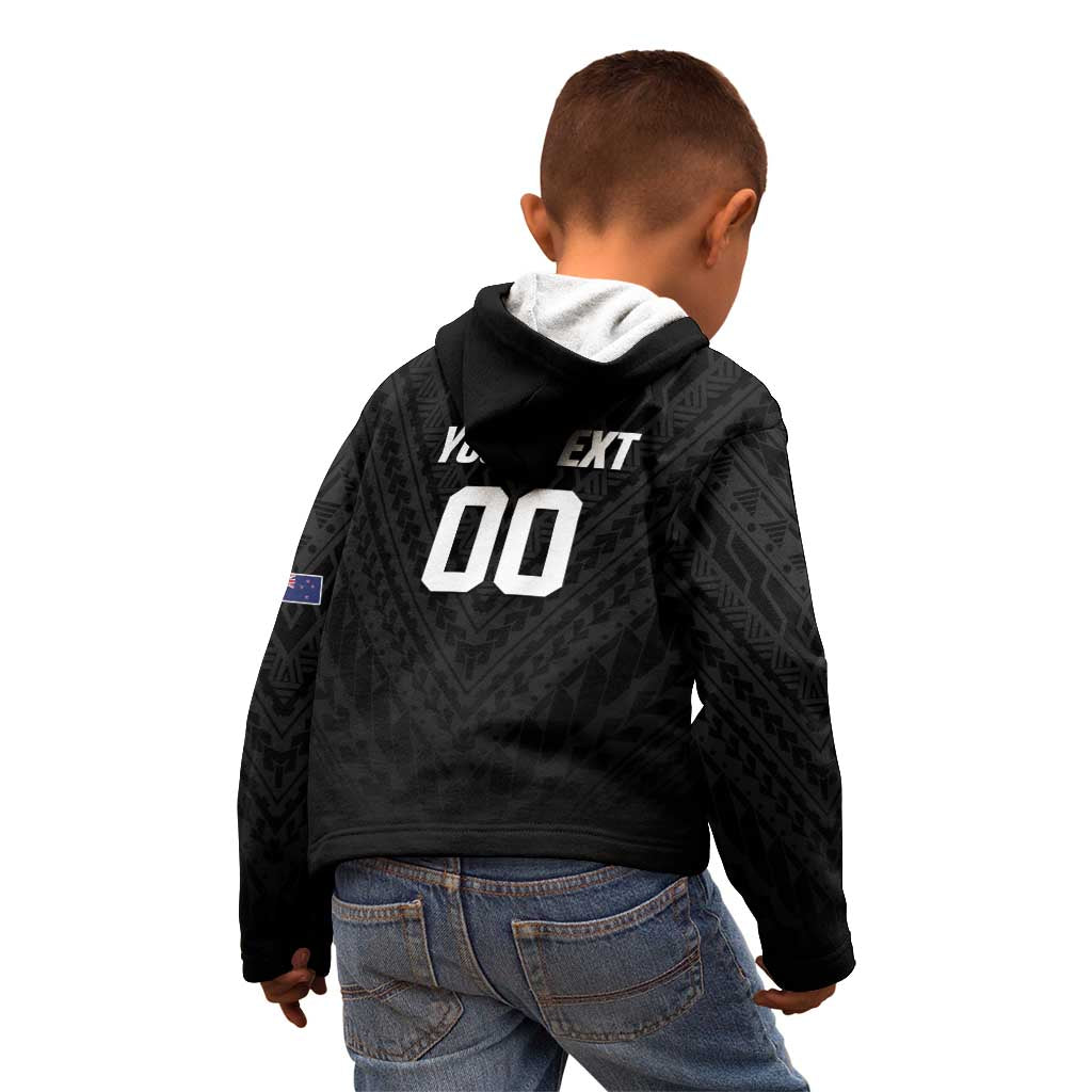 Custom Football New Zealand Kid Hoodie Aotearoa United Black Version LT01 - Polynesian Pride