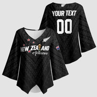 Custom Football New Zealand Kimono Sleeve Blouse Aotearoa United Black Version LT01 - Polynesian Pride
