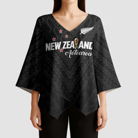 Custom Football New Zealand Kimono Sleeve Blouse Aotearoa United Black Version LT01 - Polynesian Pride