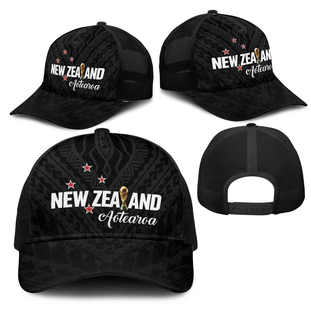 Football New Zealand Mesh Trucker Cap Aotearoa United Black Version - Polynesian Pride