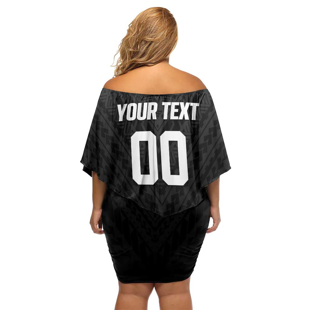 Custom Football New Zealand Off Shoulder Short Dress Aotearoa United Black Version LT01 - Polynesian Pride