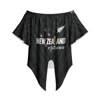 Custom Football New Zealand Off Shoulder Wrap Waist Top Aotearoa United Black Version LT01 Black - Polynesian Pride
