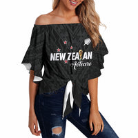 Custom Football New Zealand Off Shoulder Wrap Waist Top Aotearoa United Black Version LT01 - Polynesian Pride