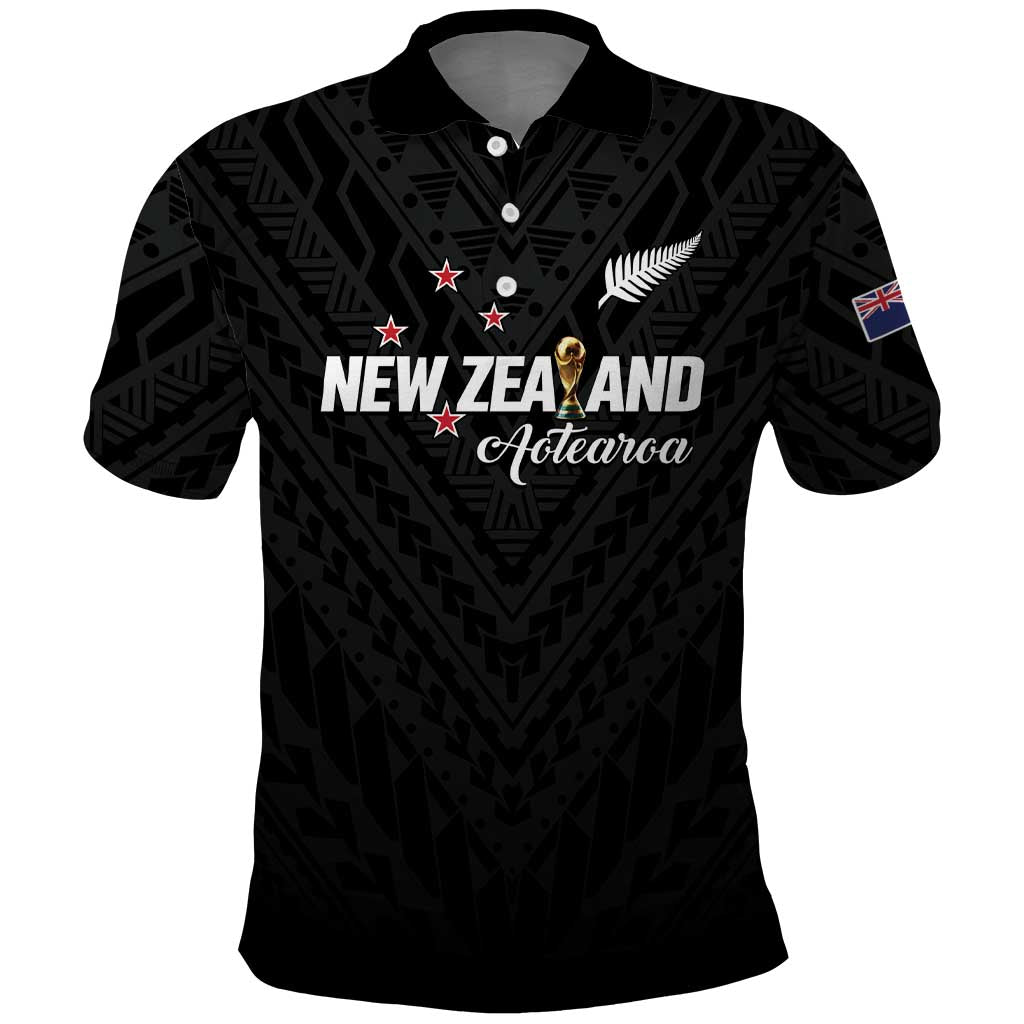 Custom Football New Zealand Polo Shirt Aotearoa United Black Version LT01 Black - Polynesian Pride