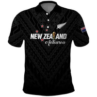 Custom Football New Zealand Polo Shirt Aotearoa United Black Version LT01 Black - Polynesian Pride