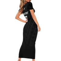 Custom Football New Zealand Short Sleeve Bodycon Dress Aotearoa United Black Version LT01 - Polynesian Pride