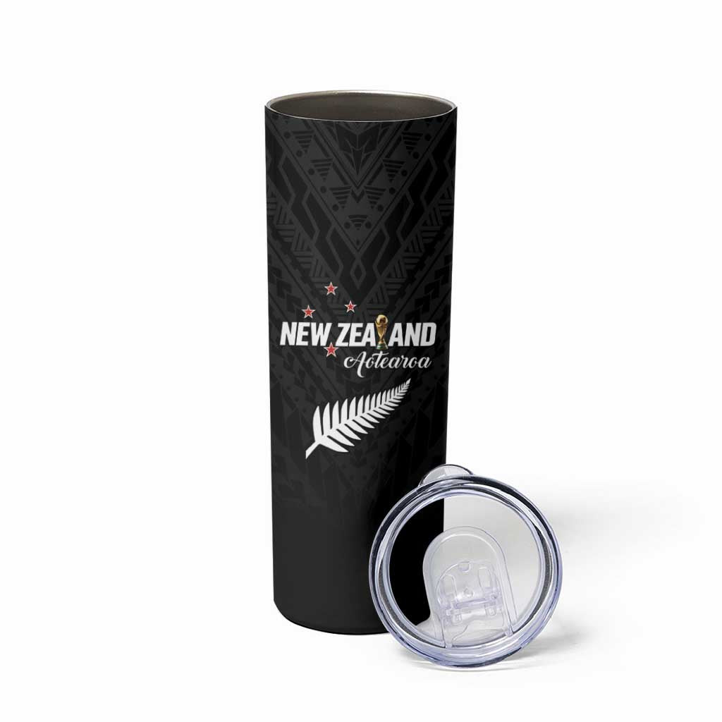 Custom Football New Zealand Skinny Tumbler Aotearoa United Black Version LT01 - Polynesian Pride