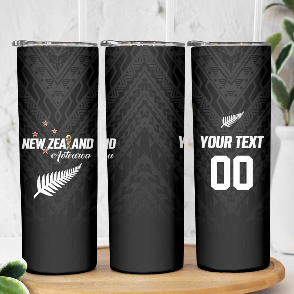 Custom Football New Zealand Skinny Tumbler Aotearoa United Black Version LT01 - Polynesian Pride