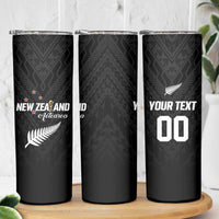 Custom Football New Zealand Skinny Tumbler Aotearoa United Black Version LT01 - Polynesian Pride