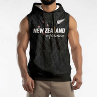 Custom Football New Zealand Sleeveless Hoodie Aotearoa United Black Version LT01 - Polynesian Pride