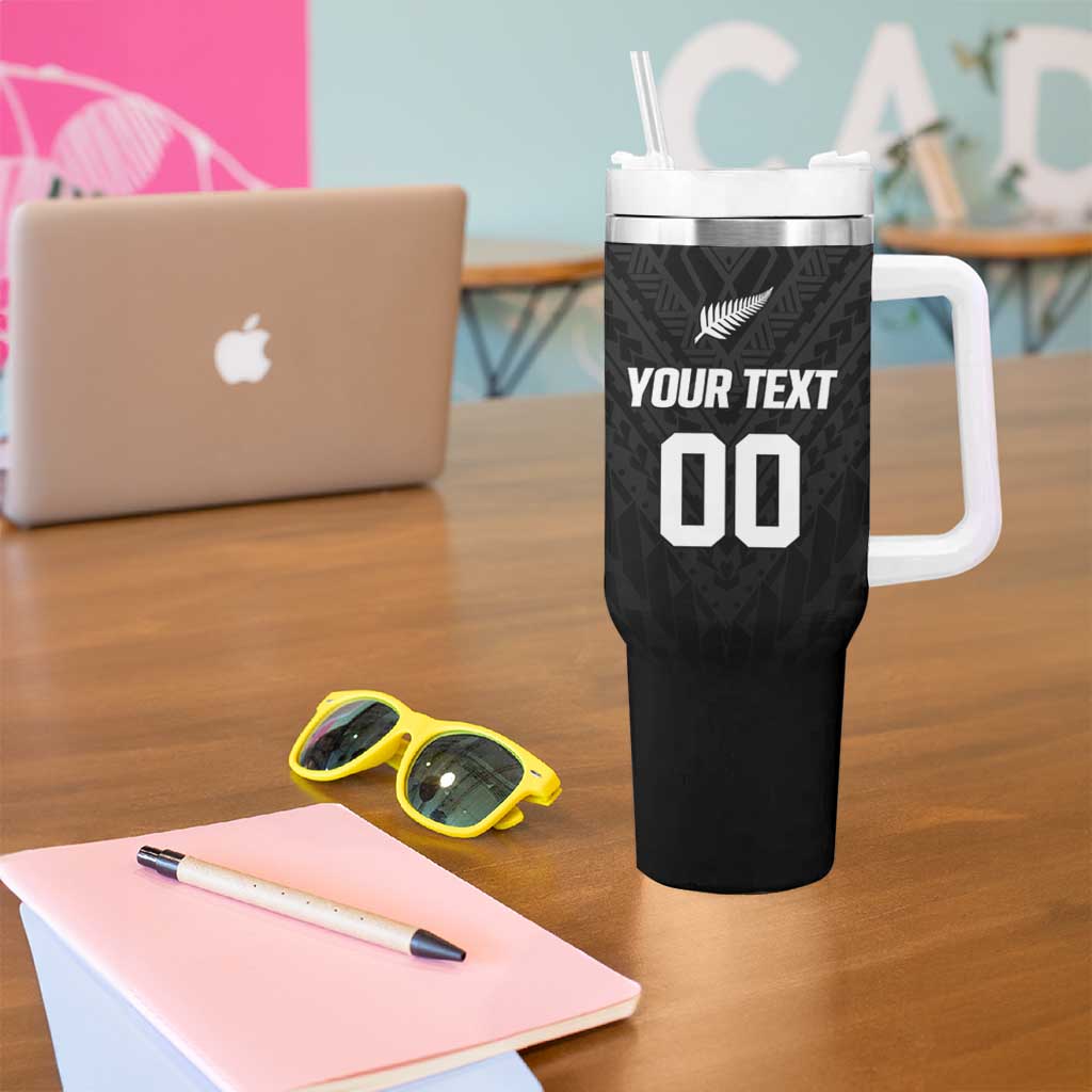 Custom Football New Zealand Tumbler With Handle Aotearoa United Black Version - Polynesian Pride