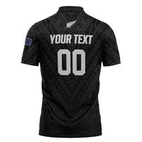 Custom Football New Zealand Zipper Polo Shirt Aotearoa United Black Version LT01 - Polynesian Pride
