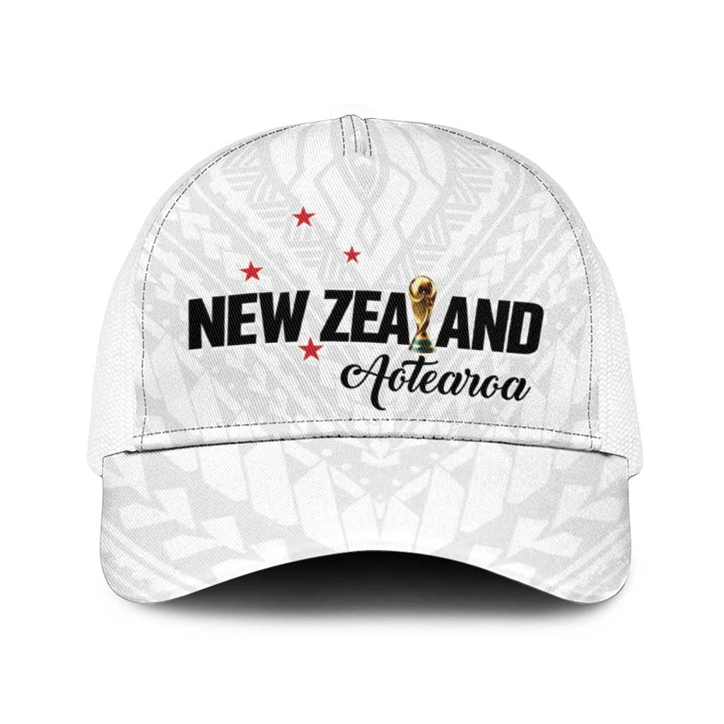 Football New Zealand Baseball Net Cap Aotearoa United White Version - Polynesian Pride