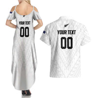 Custom Football New Zealand Couples Matching Summer Maxi Dress and Hawaiian Shirt Aotearoa United White Version LT01 - Polynesian Pride