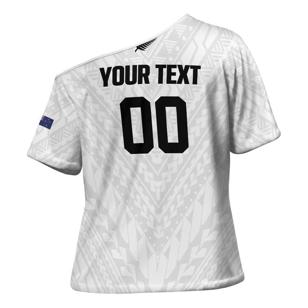 Custom Football New Zealand Cross Shoulder Shirt Aotearoa United White Version LT01 - Polynesian Pride