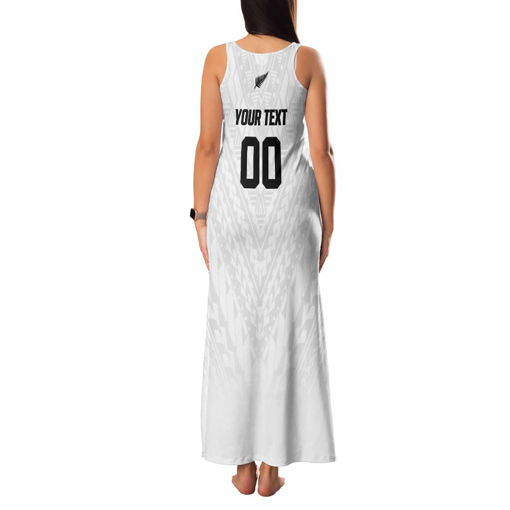 Custom Football New Zealand Family Matching Tank Maxi Dress and Hawaiian Shirt Aotearoa United White Version LT01 - Polynesian Pride