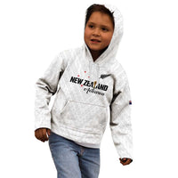Custom Football New Zealand Kid Hoodie Aotearoa United White Version LT01 - Polynesian Pride