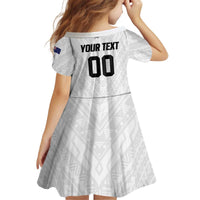 Custom Football New Zealand Kid Short Sleeve Dress Aotearoa United White Version LT01 - Polynesian Pride