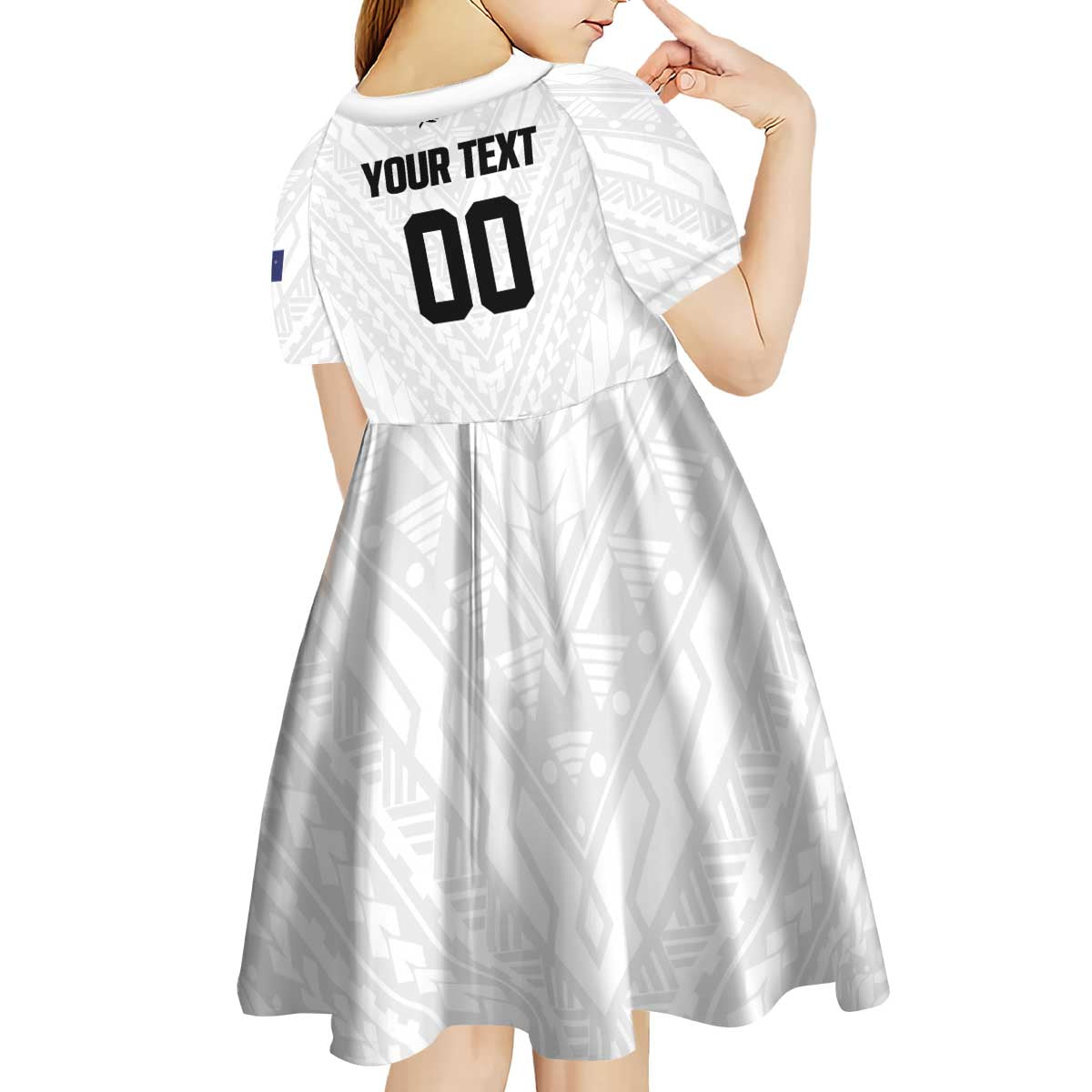 Custom Football New Zealand Kid Short Sleeve Dress Aotearoa United White Version LT01 - Polynesian Pride