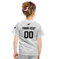 Custom Football New Zealand Kid T Shirt Aotearoa United White Version LT01 - Polynesian Pride