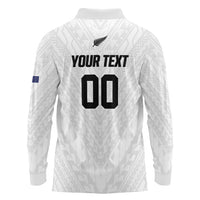 Custom Football New Zealand Long Sleeve Polo Shirt Aotearoa United White Version LT01 - Polynesian Pride