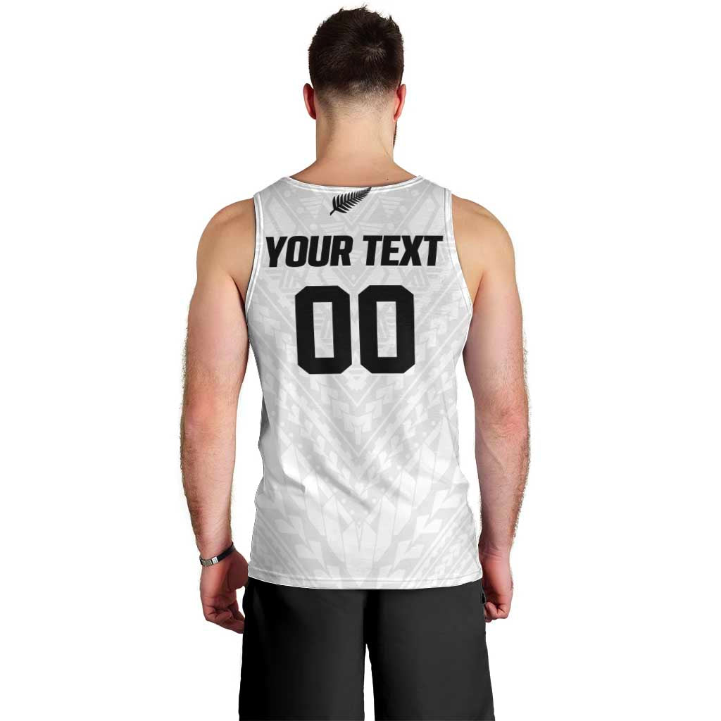 Custom Football New Zealand Men Tank Top Aotearoa United White Version - Polynesian Pride