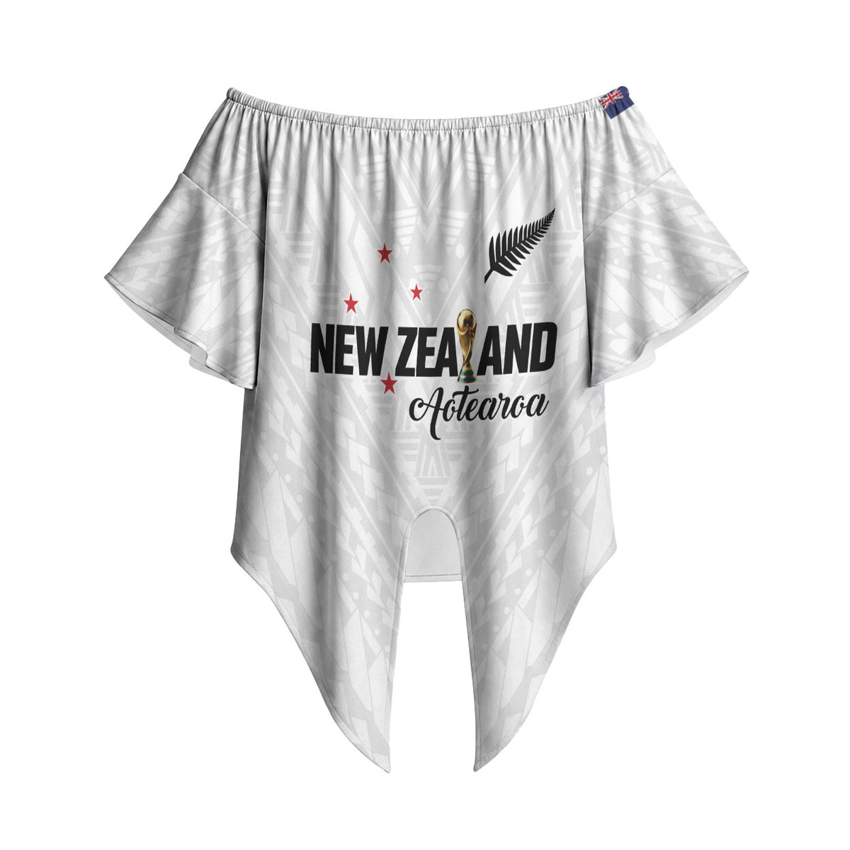 Custom Football New Zealand Off Shoulder Wrap Waist Top Aotearoa United White Version LT01 White - Polynesian Pride