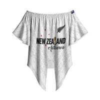 Custom Football New Zealand Off Shoulder Wrap Waist Top Aotearoa United White Version LT01 White - Polynesian Pride