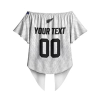 Custom Football New Zealand Off Shoulder Wrap Waist Top Aotearoa United White Version LT01 - Polynesian Pride