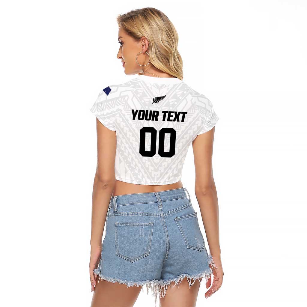 Custom Football New Zealand Raglan Cropped T Shirt Aotearoa United White Version LT01 - Polynesian Pride