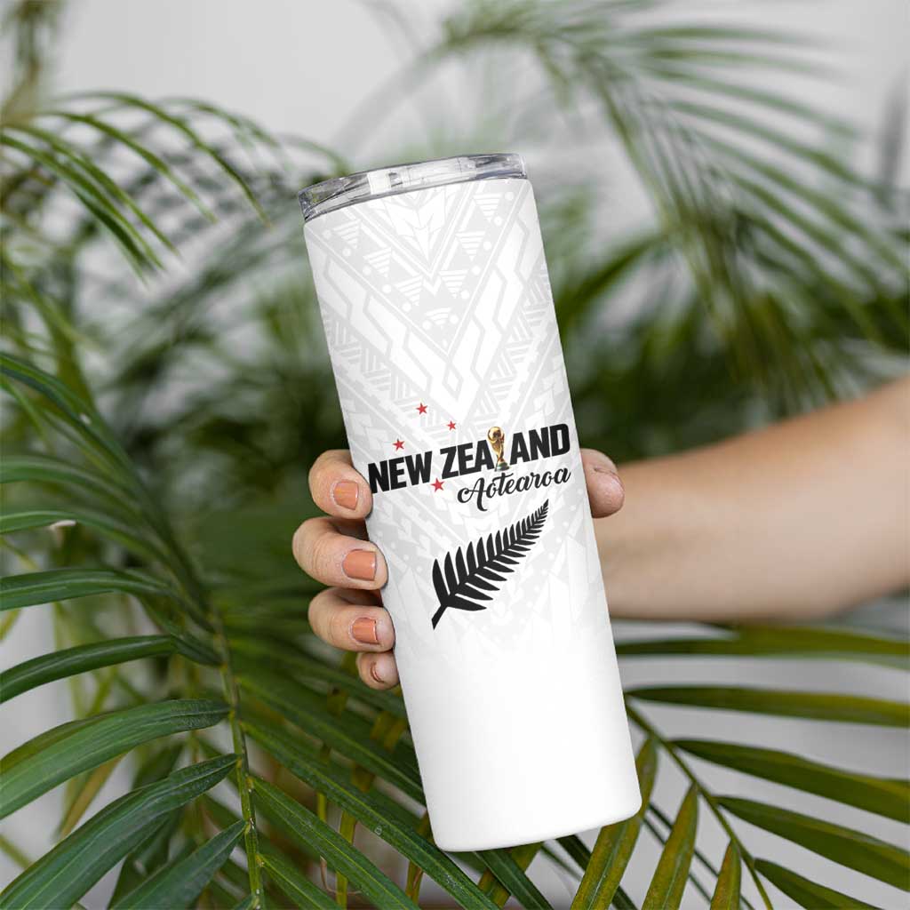 Custom Football New Zealand Skinny Tumbler Aotearoa United White Version LT01 - Polynesian Pride