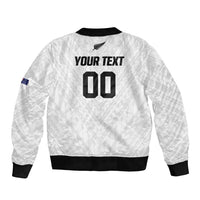 Custom Football New Zealand Sleeve Zip Bomber Jacket Aotearoa United White Version LT01 - Polynesian Pride