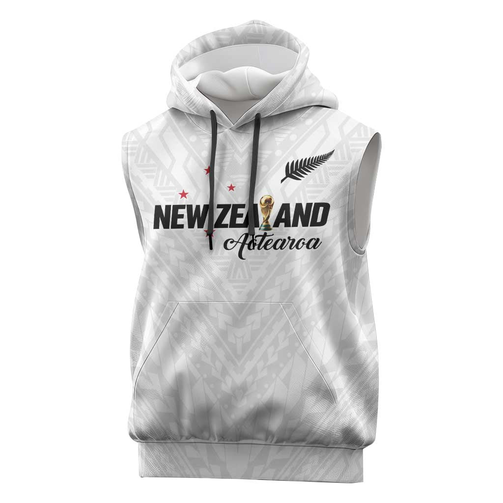 Custom Football New Zealand Sleeveless Hoodie Aotearoa United White Version LT01 White - Polynesian Pride