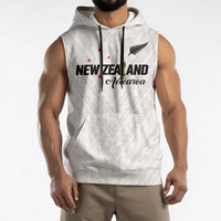 Custom Football New Zealand Sleeveless Hoodie Aotearoa United White Version LT01 - Polynesian Pride