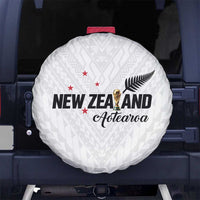 Football New Zealand Spare Tire Cover Aotearoa United White Version LT01 No hole White - Polynesian Pride