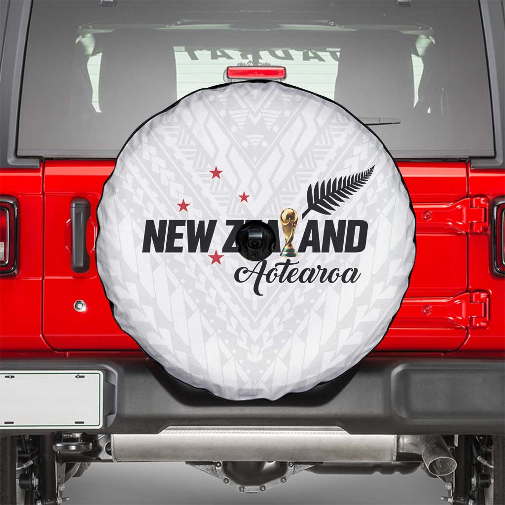 Football New Zealand Spare Tire Cover Aotearoa United White Version LT01 - Polynesian Pride