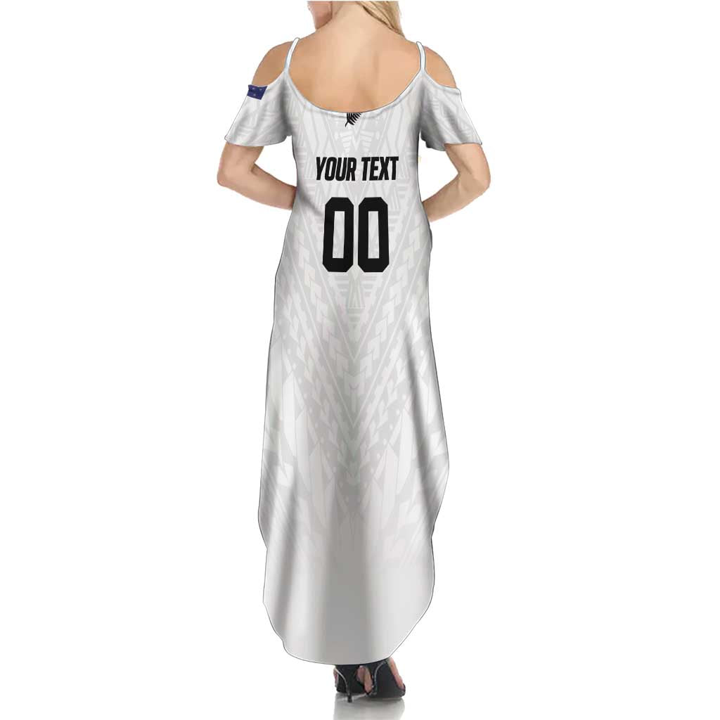Custom Football New Zealand Summer Maxi Dress Aotearoa United White Version LT01 - Polynesian Pride