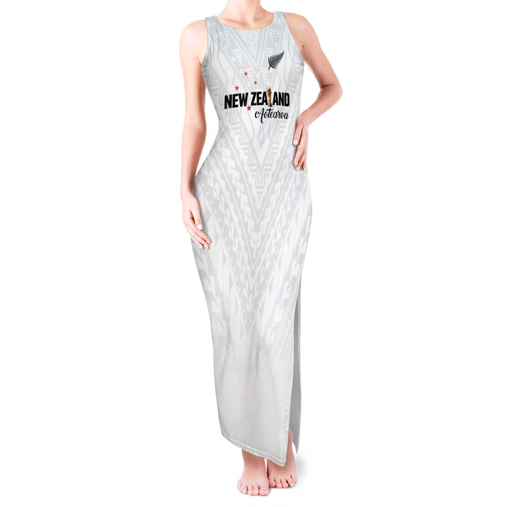 Custom Football New Zealand Tank Maxi Dress Aotearoa United White Version LT01 Women White - Polynesian Pride