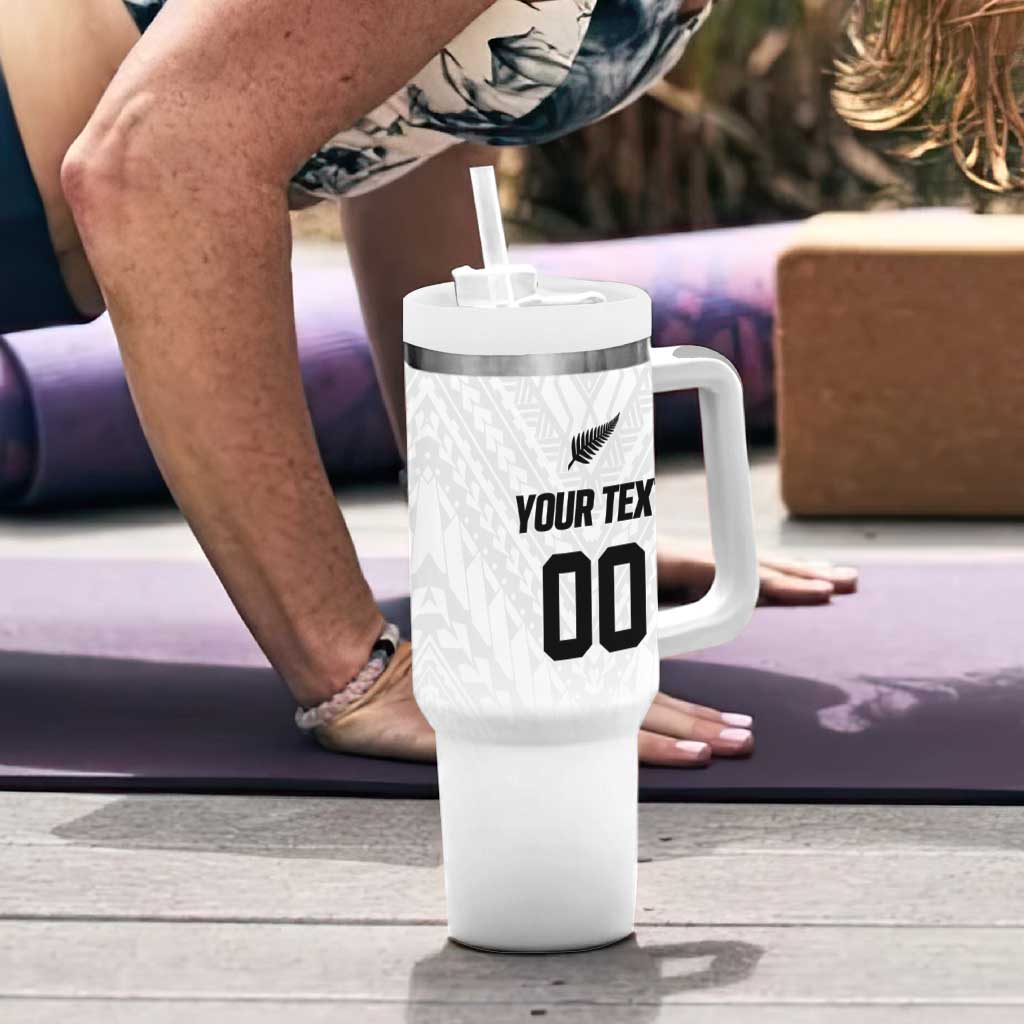 Custom Football New Zealand Tumbler With Handle Aotearoa United White Version - Polynesian Pride