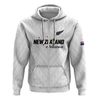 Custom Football New Zealand Zip Hoodie Aotearoa United White Version LT01 Zip Hoodie White - Polynesian Pride