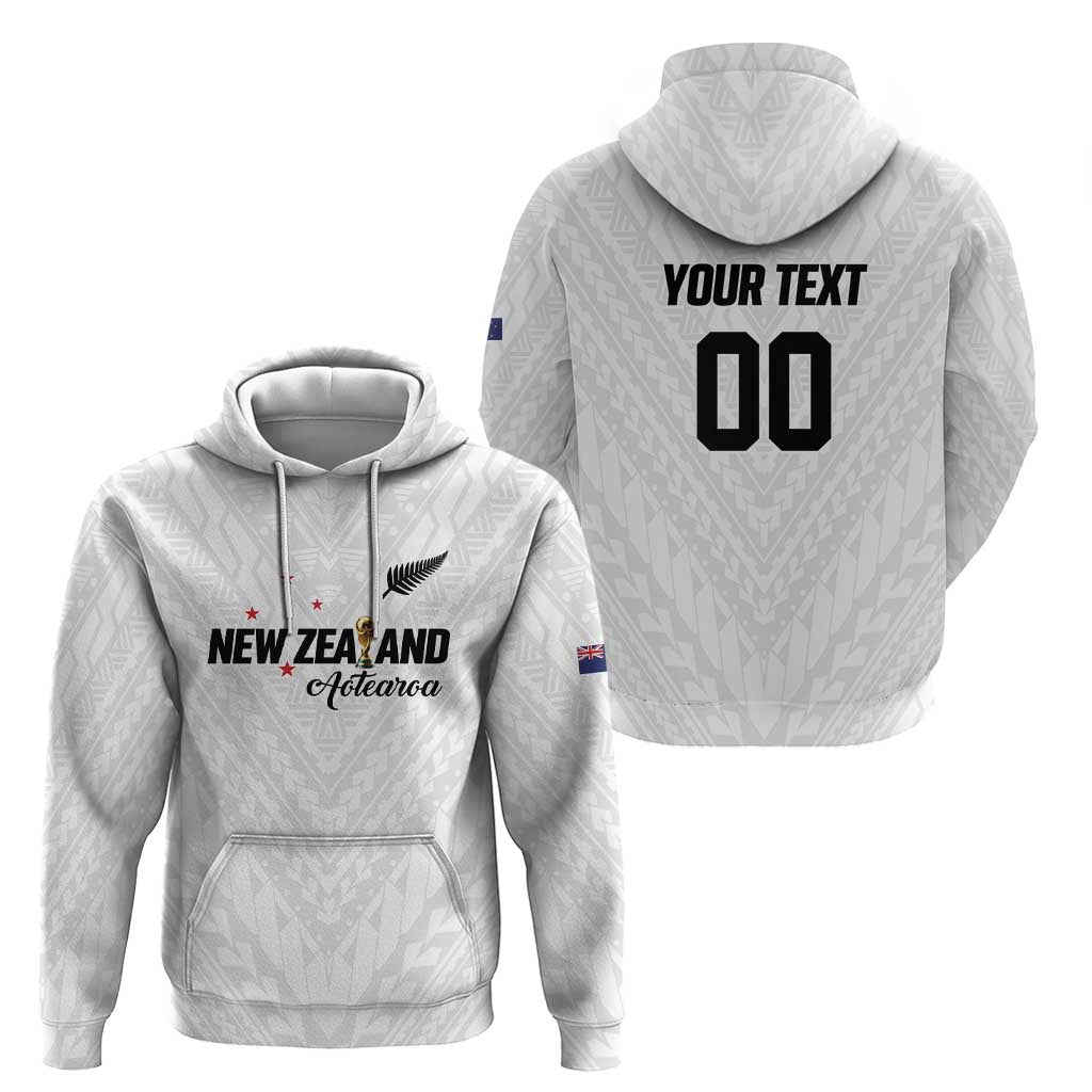 Custom Football New Zealand Zip Hoodie Aotearoa United White Version LT01 - Polynesian Pride